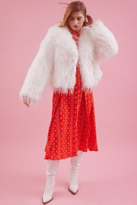 JAYLEY Hand Cut Mongolian Fur Knitted Jacket