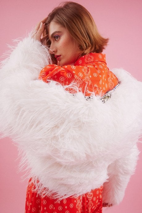 JAYLEY Hand Cut Mongolian Fur Knitted Jacket