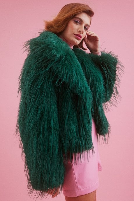 JAYLEY Hand Cut Mongolian Fur Knitted Jacket