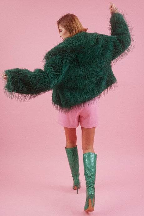 JAYLEY Hand Cut Mongolian Fur Knitted Jacket