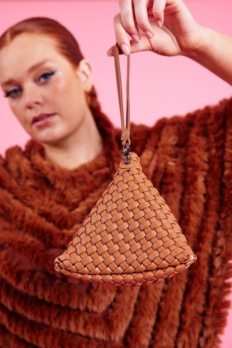 JAYLEY Hand Knitted Eco Leather Pyramid Bag