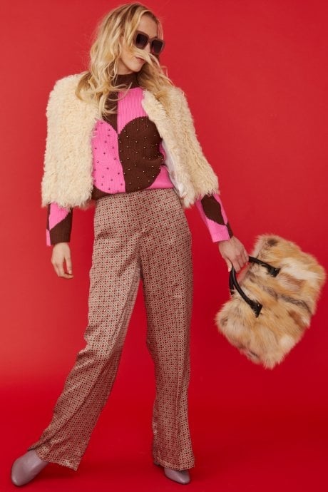 JAYLEY Hand Knitted White Faux Fur Cropped Jacket