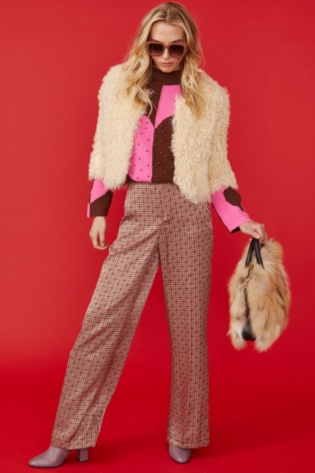 JAYLEY Hand Knitted White Faux Fur Cropped Jacket