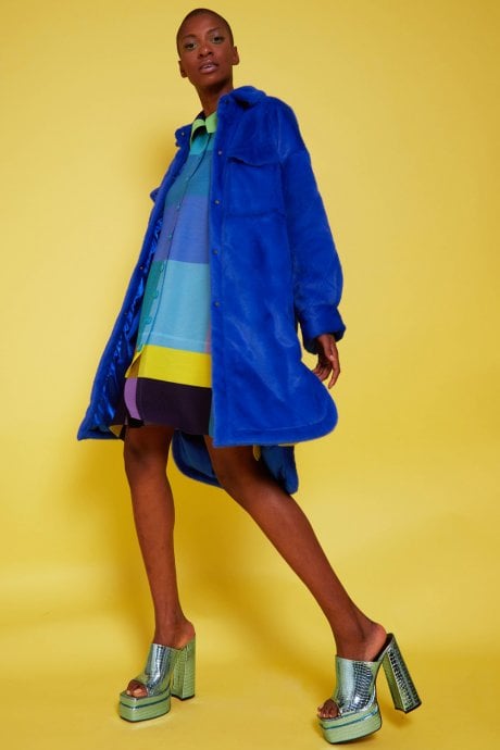 JAYLEY Hand Made Bamboo Eco Fur Coat