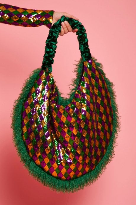 JAYLEY Hand made Bamboo Sequin Gaga Bag