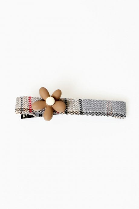JAYLEY Hand Made Check Flower Hair Clip