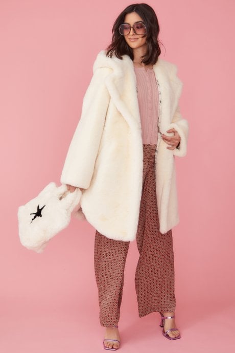 JAYLEY Hand Made Faux Fur Tote Bag With Star Design