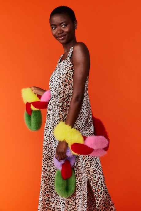 JAYLEY Handcraft Faux Fur Chain Scarf