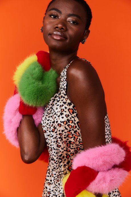 JAYLEY Handcraft Faux Fur Chain Scarf