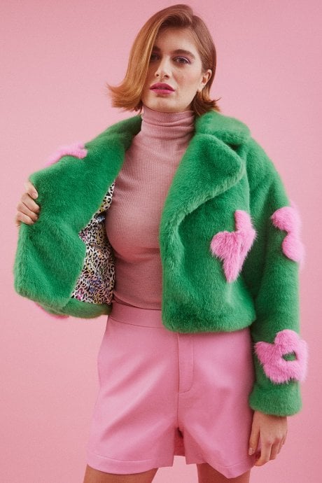 JAYLEY Handmade Bamboo Cropped Jacket With Flower Design