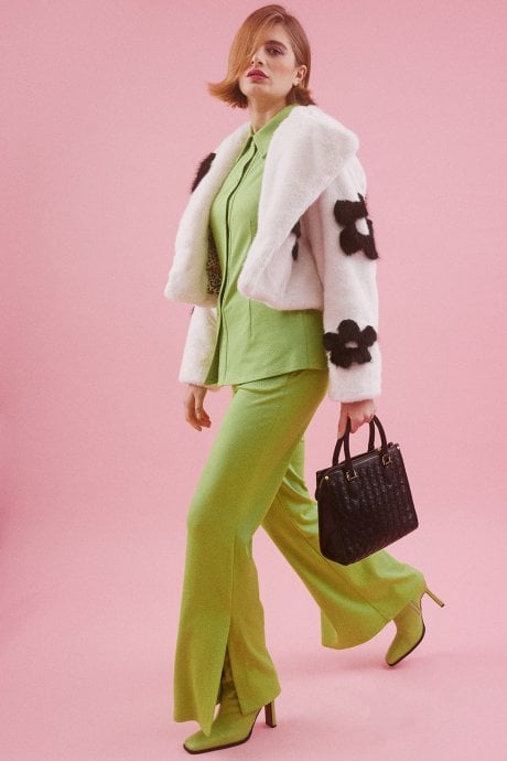 JAYLEY Handmade Bamboo Cropped Jacket With Flower Design