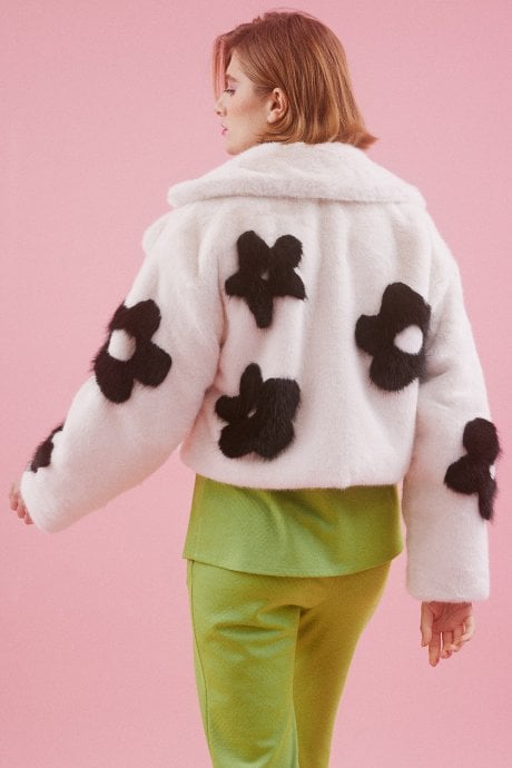 JAYLEY Handmade Bamboo Cropped Jacket With Flower Design