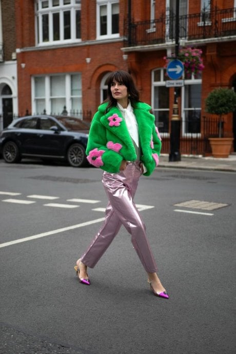 JAYLEY Handmade Bamboo Cropped Jacket with Flower Design