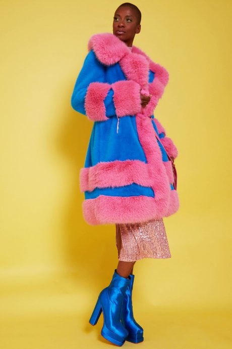 JAYLEY Handmade Bamboo Faux Fur Coat