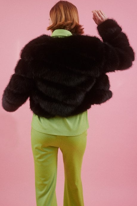 JAYLEY Handmade Bamboo Faux Fur Jacket