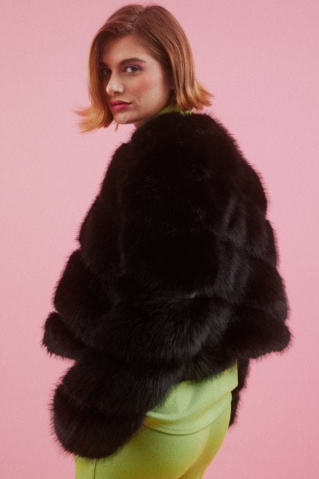 JAYLEY Handmade Bamboo Faux Fur Jacket