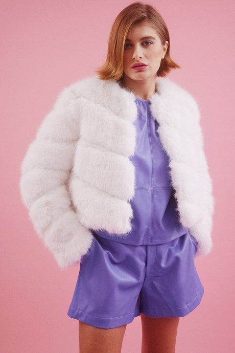 JAYLEY Handmade Bamboo Faux Fur Jacket