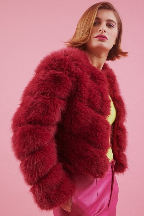 JAYLEY Handmade Bamboo Faux Fur Jacket