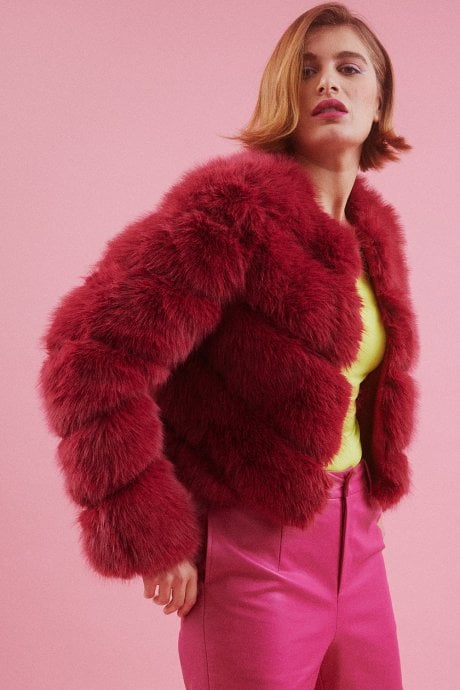 JAYLEY Handmade Bamboo Faux Fur Jacket