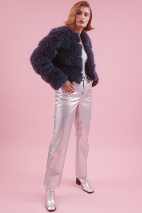 JAYLEY Handmade Bamboo Faux Fur Jacket