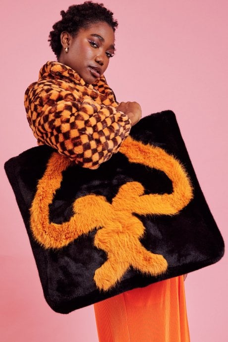 JAYLEY Handmade Bamboo Faux Fur Large Tree Bag