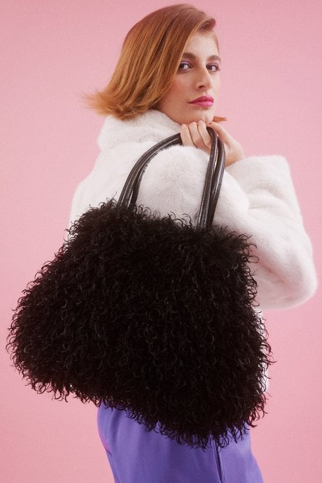 JAYLEY Handmade Bamboo Faux Mongolian Bag