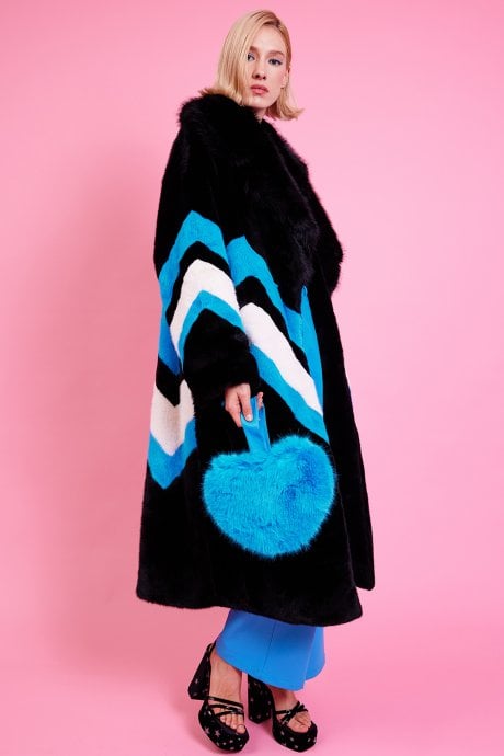 JAYLEY Handmade Eco Faux Fur Electric Coat