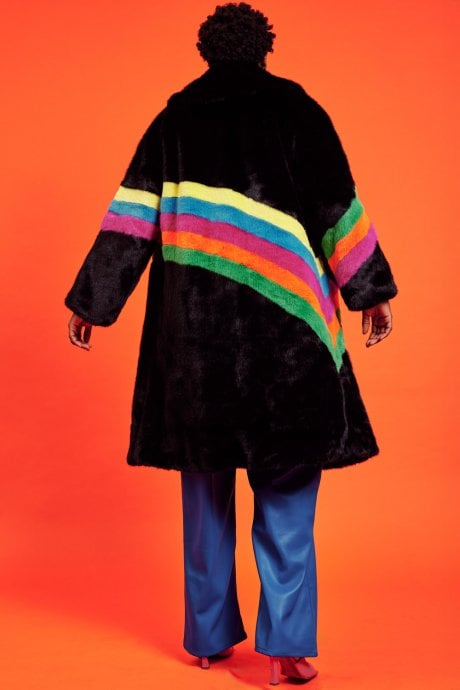 JAYLEY Handmade Eco Faux Fur Rainbow Coat