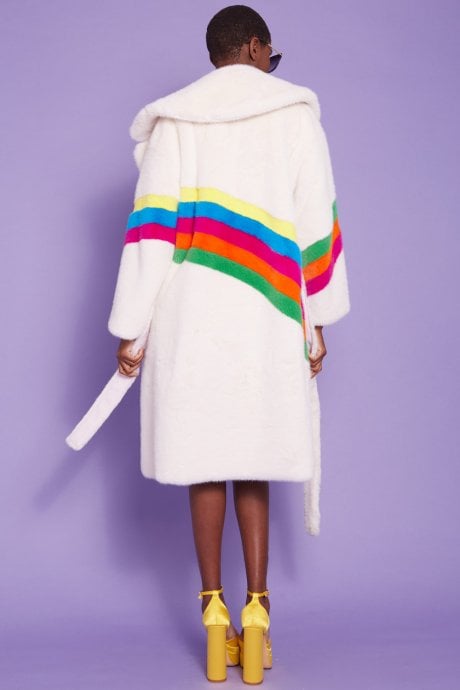JAYLEY Handmade Eco Faux Fur Rainbow Coat