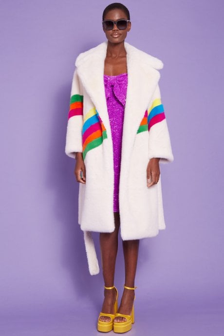JAYLEY Handmade Eco Faux Fur Rainbow Coat