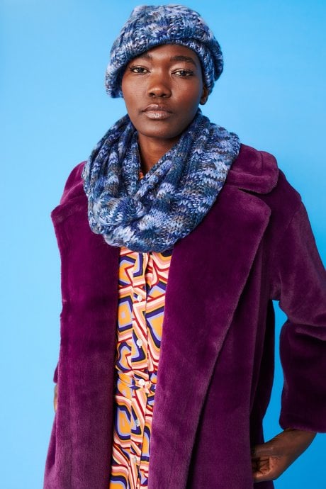 JAYLEY Handmade Knitted Wooly Scarf and Hat Set in Blue