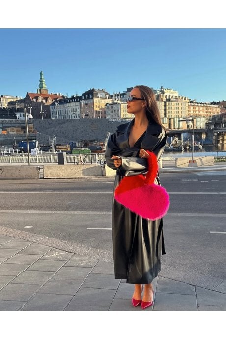 JAYLEY Handmade Love Heart Bamboo Faux Fur Bag