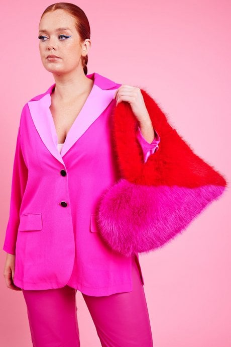 JAYLEY Handmade Love heart Bamboo Faux Fur Bag