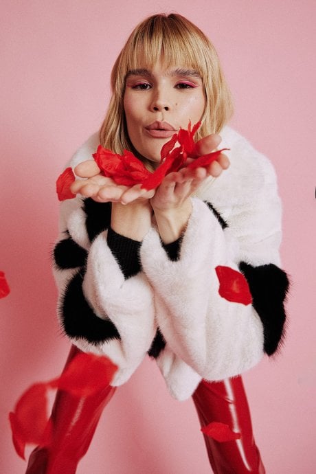 JAYLEY Handmade Love Heart Bamboo Fur Jacket