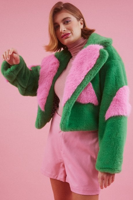 JAYLEY Handmade Love Heart Bamboo Fur Jacket