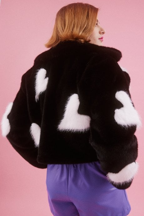 JAYLEY Handmade Love Heart Bamboo Fur Jacket