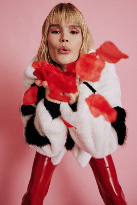 JAYLEY Handmade Love Heart Bamboo Fur Jacket