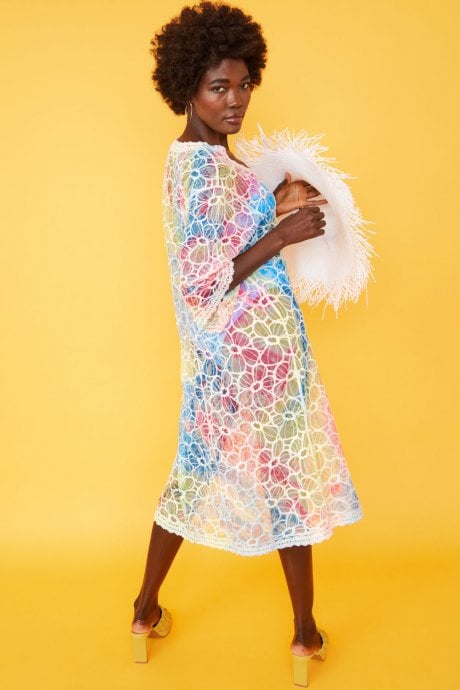 JAYLEY Handmade Multi Coloured Tie Dye Shibori Lace Kimono