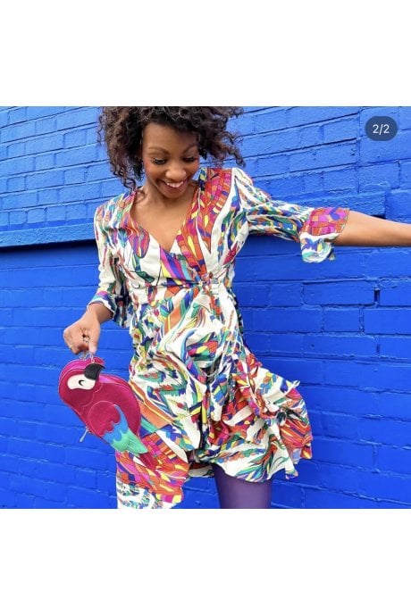 JAYLEY Havanna Tropical Wrap Midi Dress