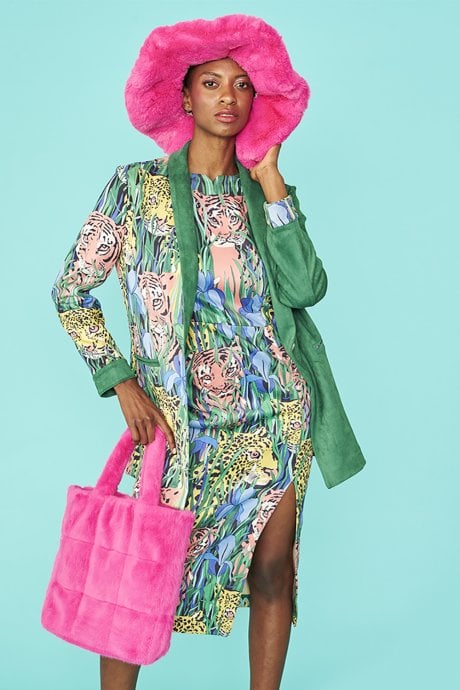 JAYLEY Hot Pink Faux Fur Tote Bag