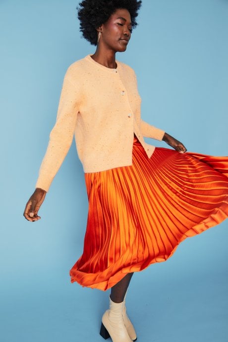 JAYLEY Kate Orange Knitted Cashmere Blend & Banana Peel Eco Friendly Cardigan