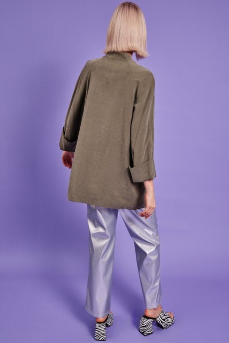 JAYLEY Khaki Green Silk Blend Kimono Jacket