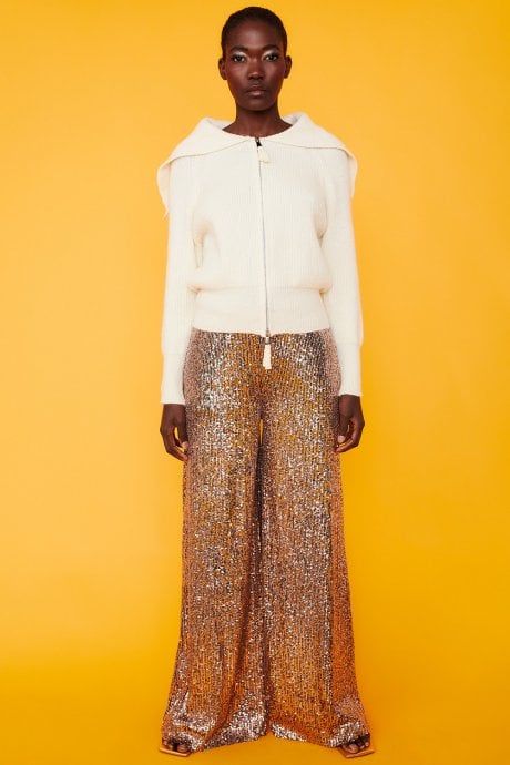 JAYLEY Knitted Banana Peel Zip Cardigan