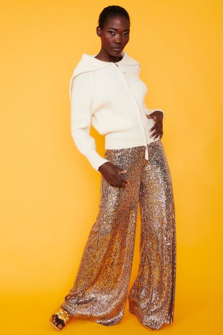 JAYLEY Knitted Banana Peel Zip Cardigan