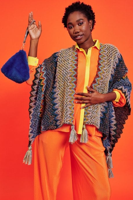 JAYLEY Knitted Mutli-Coloured Cape