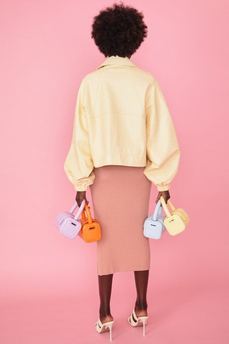 JAYLEY Lemon Yellow Soft Faux Leather Jacket