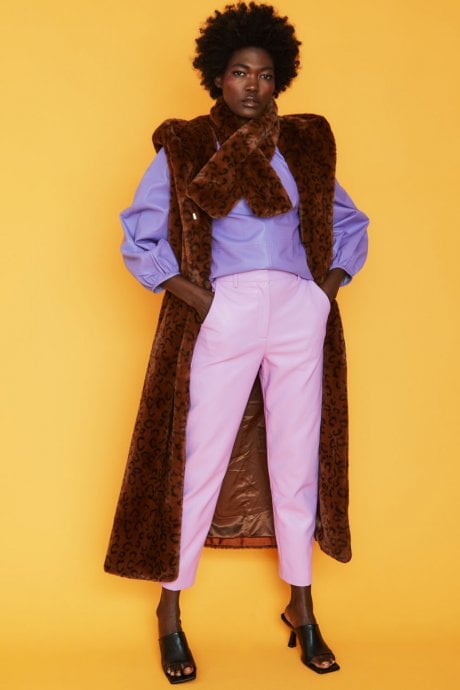 JAYLEY Leopard Print Faux Fur Hooded Maxi Gilet | Waistcoat