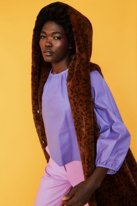 JAYLEY Leopard Print Faux Fur Hooded Maxi Gilet | Waistcoat