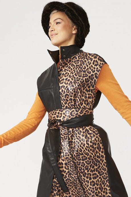 JAYLEY Leopard Print Maxi Gilet | Waistcoat With Belt
