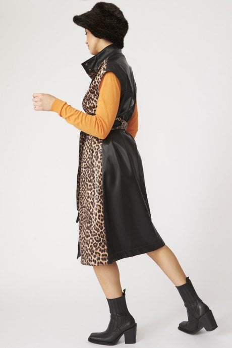JAYLEY Leopard Print Maxi Gilet | Waistcoat With Belt